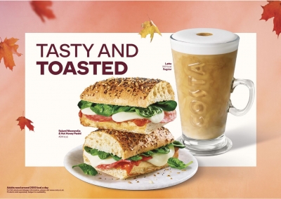 Costa Salami Hot Honey Panini and Latte photography by Stephen Conroy Food & Drink Photographer