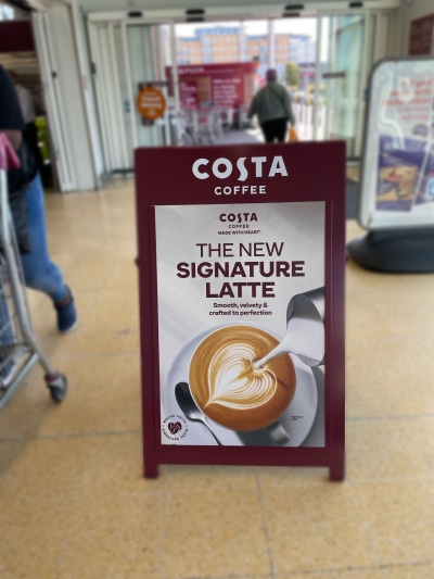 Costa Signature Latte A Board photography by Stephen Conroy Food & Drink Photographer