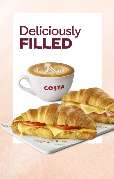 Costa Deliciously Filled Croissants and Flat White photography by Stephen Conroy Food & Drink Photographer