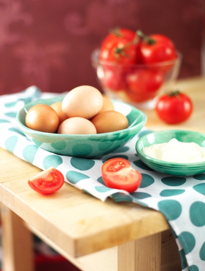 Egg and Tomato ingredient photography by Stephen Conroy Food Photographer