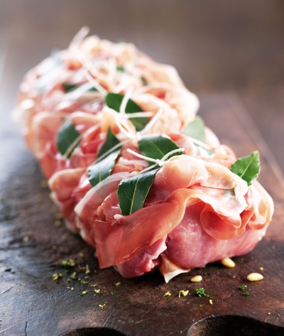 Parma Ham wrapped Roast Pork ingredient photography by Stephen Conroy Food Photographer