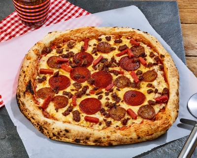 Jack and Bry Vegan Meat Pizza photography