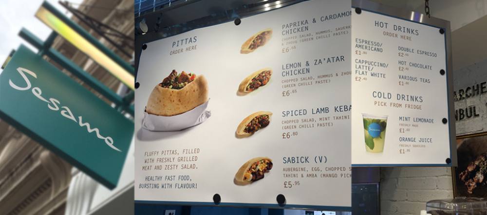 New in store menu boards for Sesame restaurant