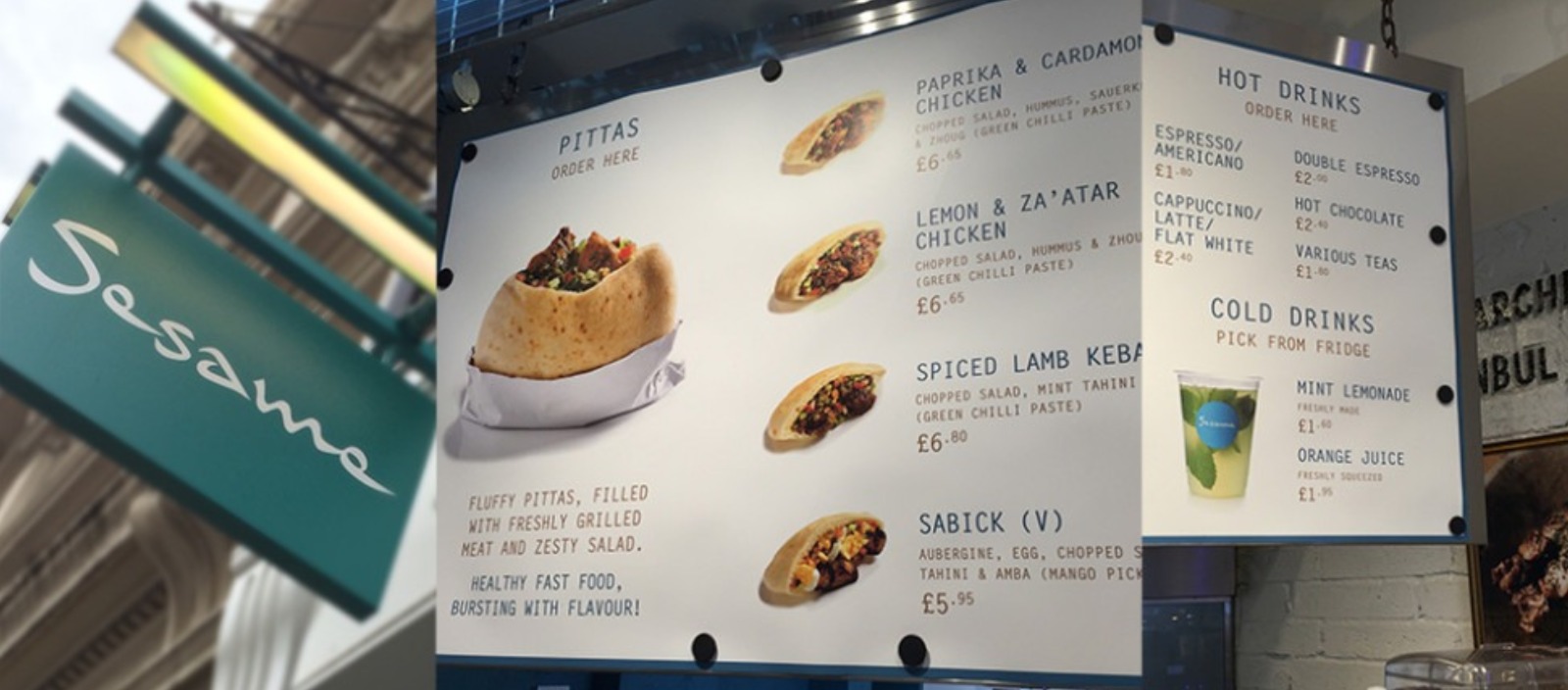 New in store menu boards for Sesame restaurant